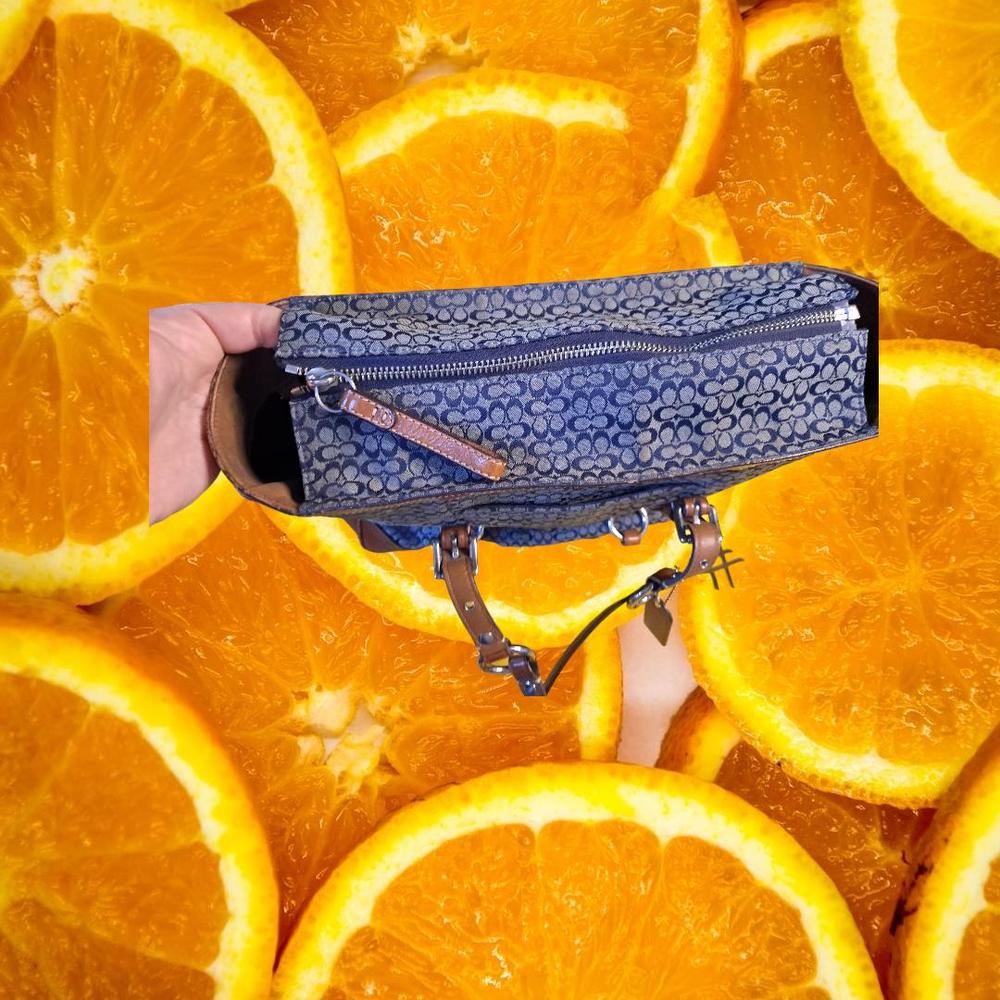 Coach Navy Signature Jacquard British Tan Trim Tote‎ F11527 - Picture 9 of 10